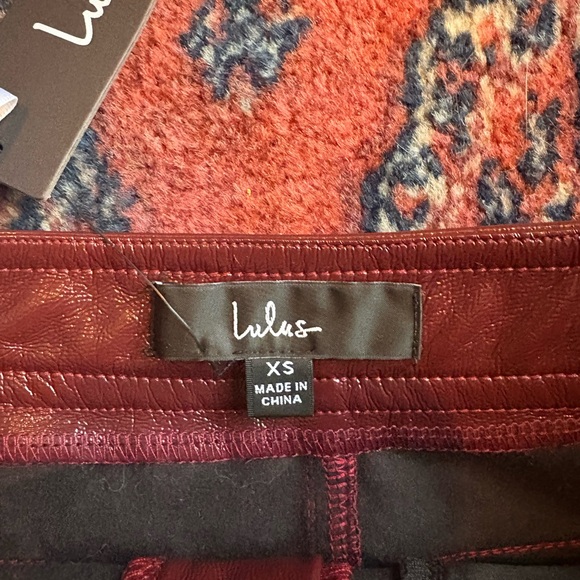 Lulu's Wine Faux Leather A-Line Mini Skirt - Picture 3 of 7